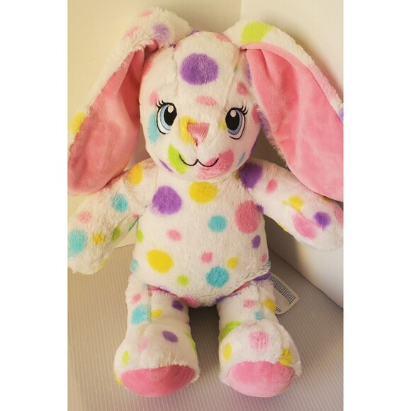 Build A Bear Spotty Dotty Bunny Rabbit 16" White Polka Dot Plush BAB Easter EUC - Picture 2 of 8
